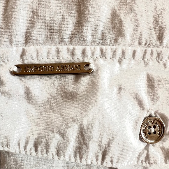 Emporio Armani Jeans White Button Down zip up Shirt cotton Short sleeve men's S - Picture 10 of 11